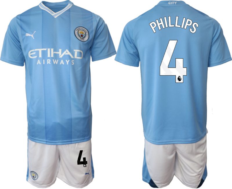 Men 2023-2024 Club Manchester City home Light blue #4 Soccer Jersey->customized soccer jersey->Custom Jersey